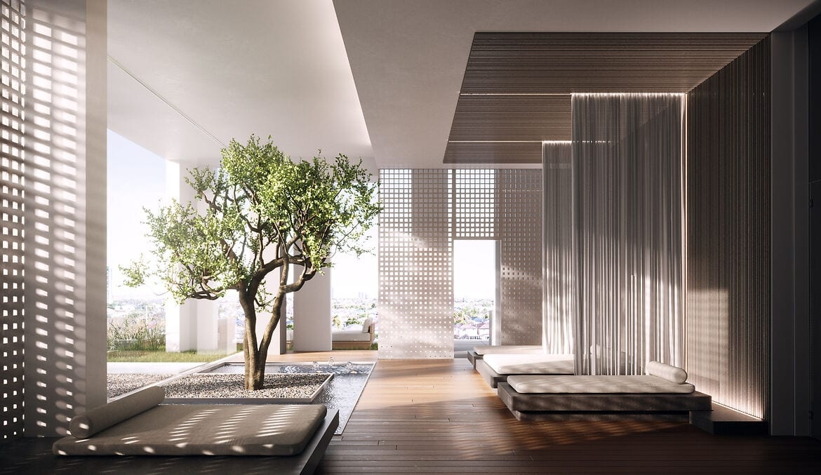 Rendering of M5 M-City Condos interior zen lounge