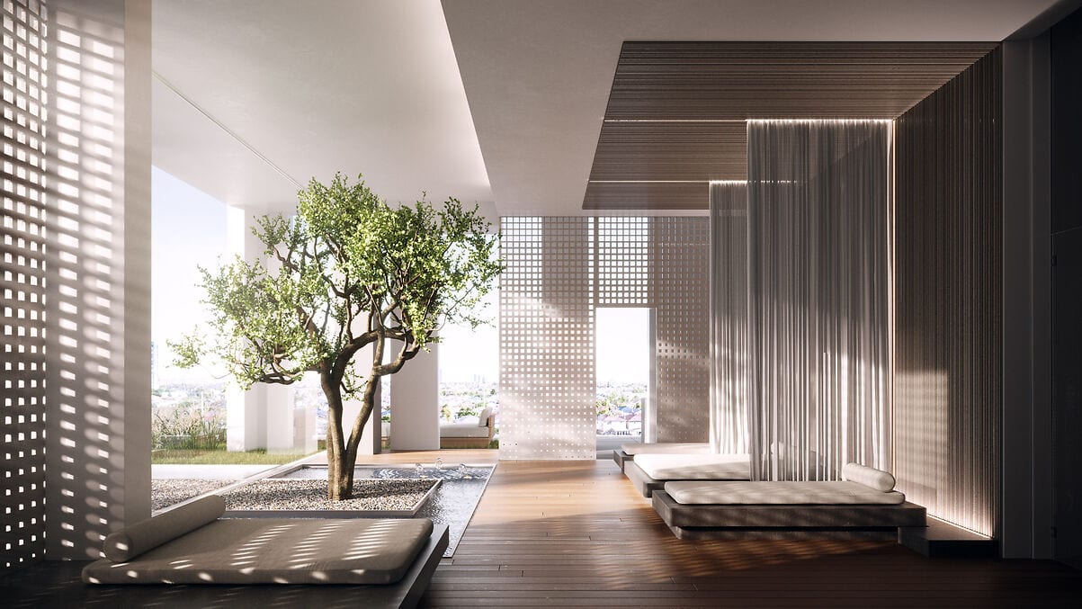 Rendering of M5 M-City Condos interior zen lounge