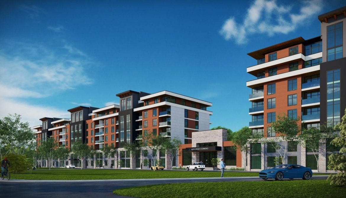 Rendering of Wasaga Luxury Condos exterior angled view