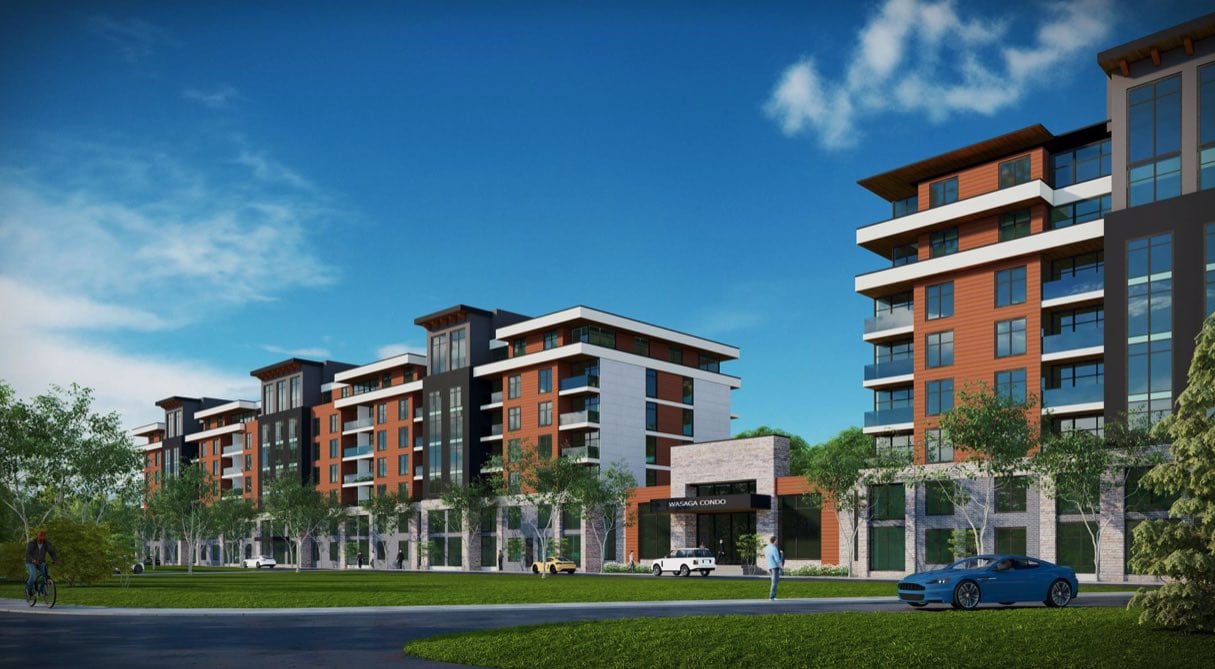 Rendering of Wasaga Luxury Condos exterior angled view