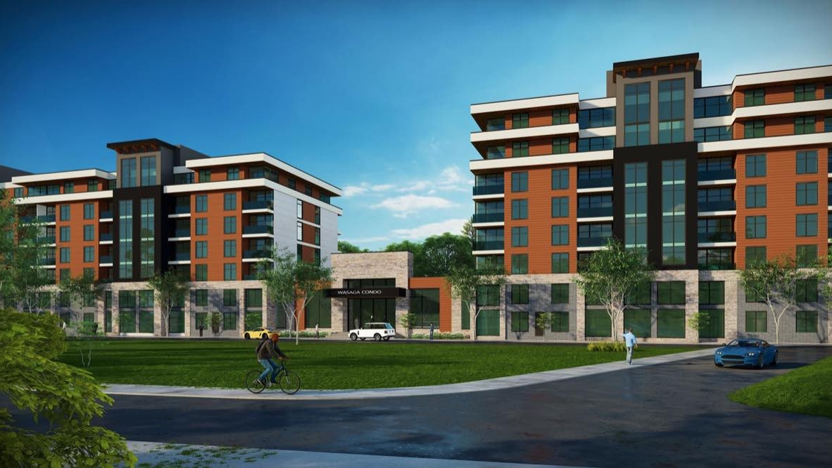 Rendering of Wasaga Luxury Condos exterior entrance
