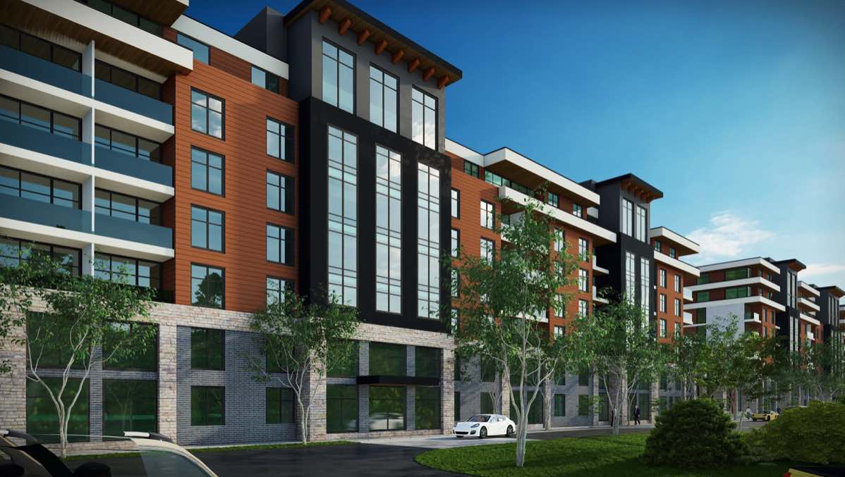 Rendering of Wasaga Luxury Condos exterior entrance close-up
