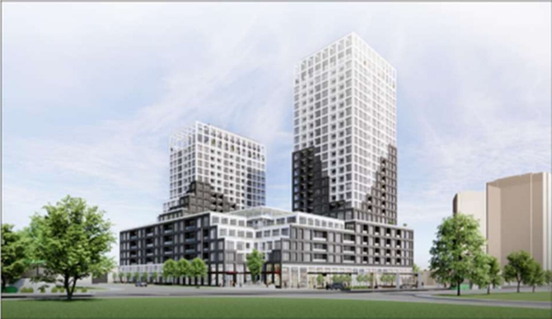 Exterior rendering of 30 Bristol Condos in mississauga