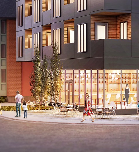 Rendering of Bankview 19-14 Condos and Towns entrance
