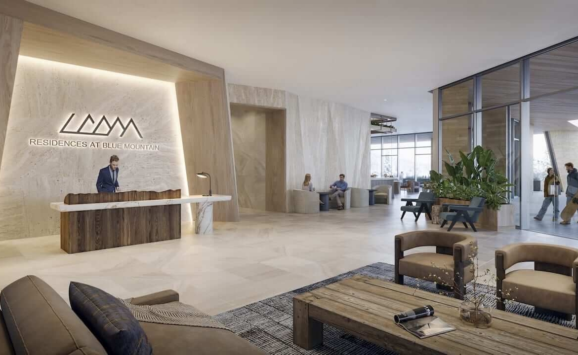 Rendering of Freed Blue Mountain Residences lobby