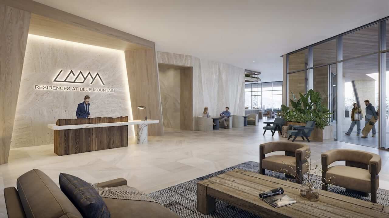 Rendering of Freed Blue Mountain Residences lobby