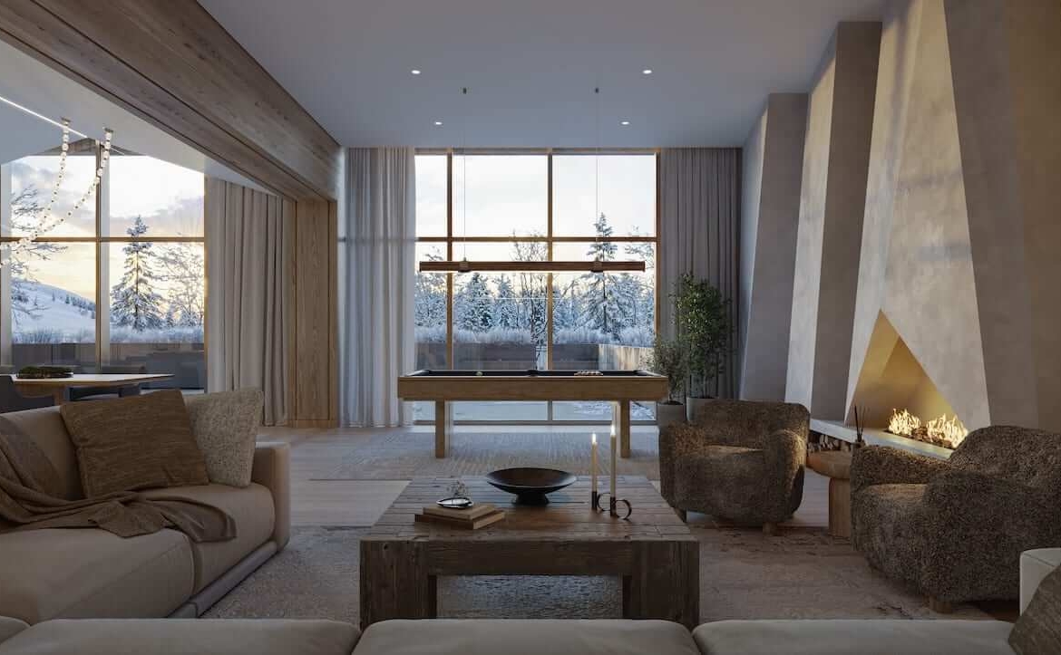 Rendering of Freed Blue Mountain party room close up