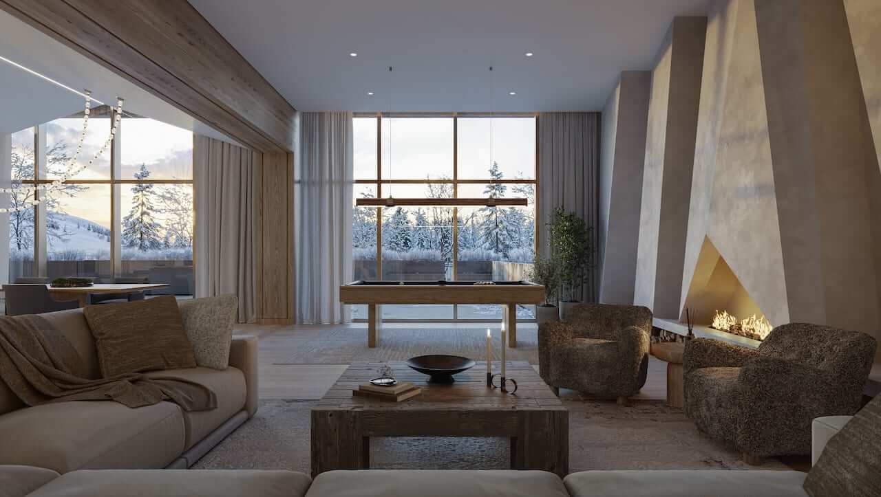 Rendering of Freed Blue Mountain party room close up