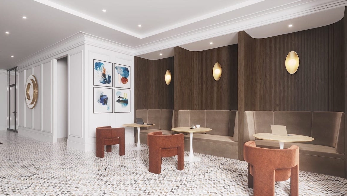 Rendering of McGibbon on Main Condos lobby interior