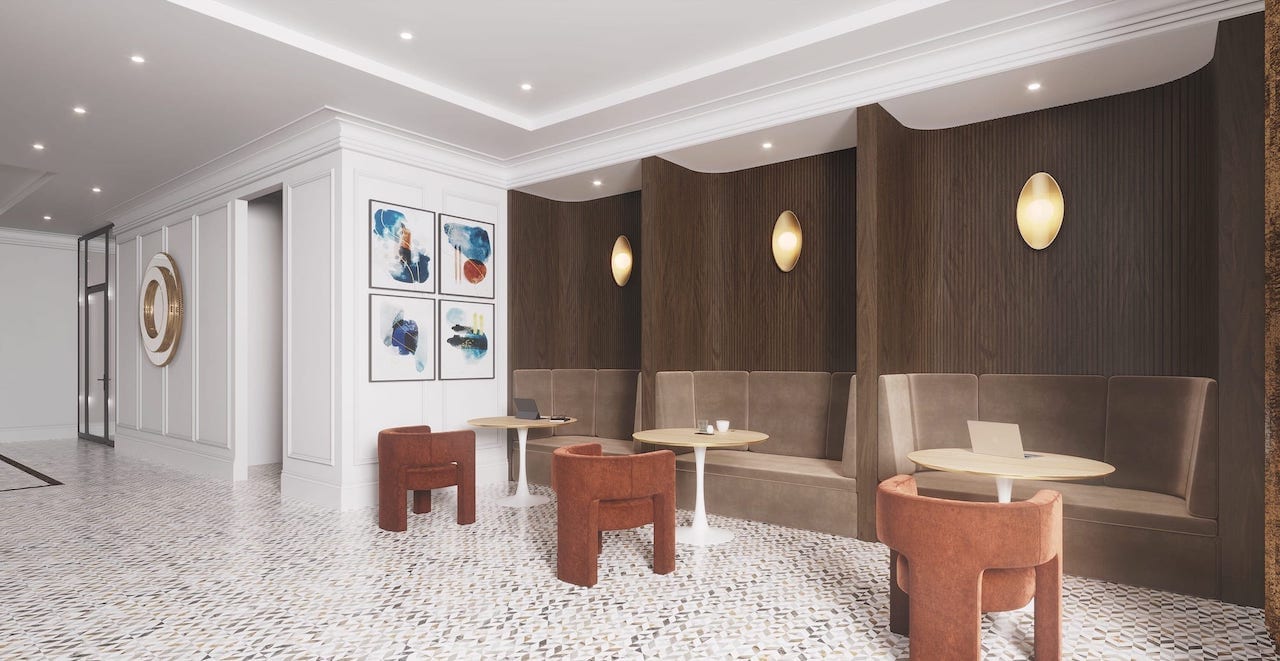 Rendering of McGibbon on Main Condos lobby interior