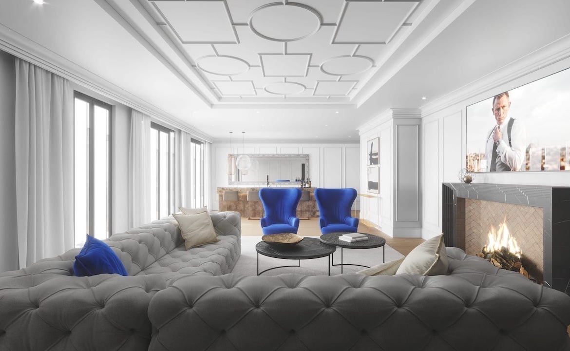 Rendering of McGibbon on Main Condos party room interior