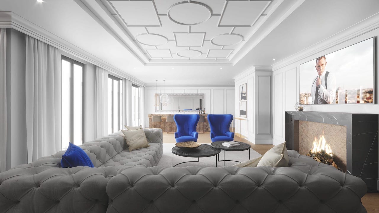 Rendering of McGibbon on Main Condos party room interior