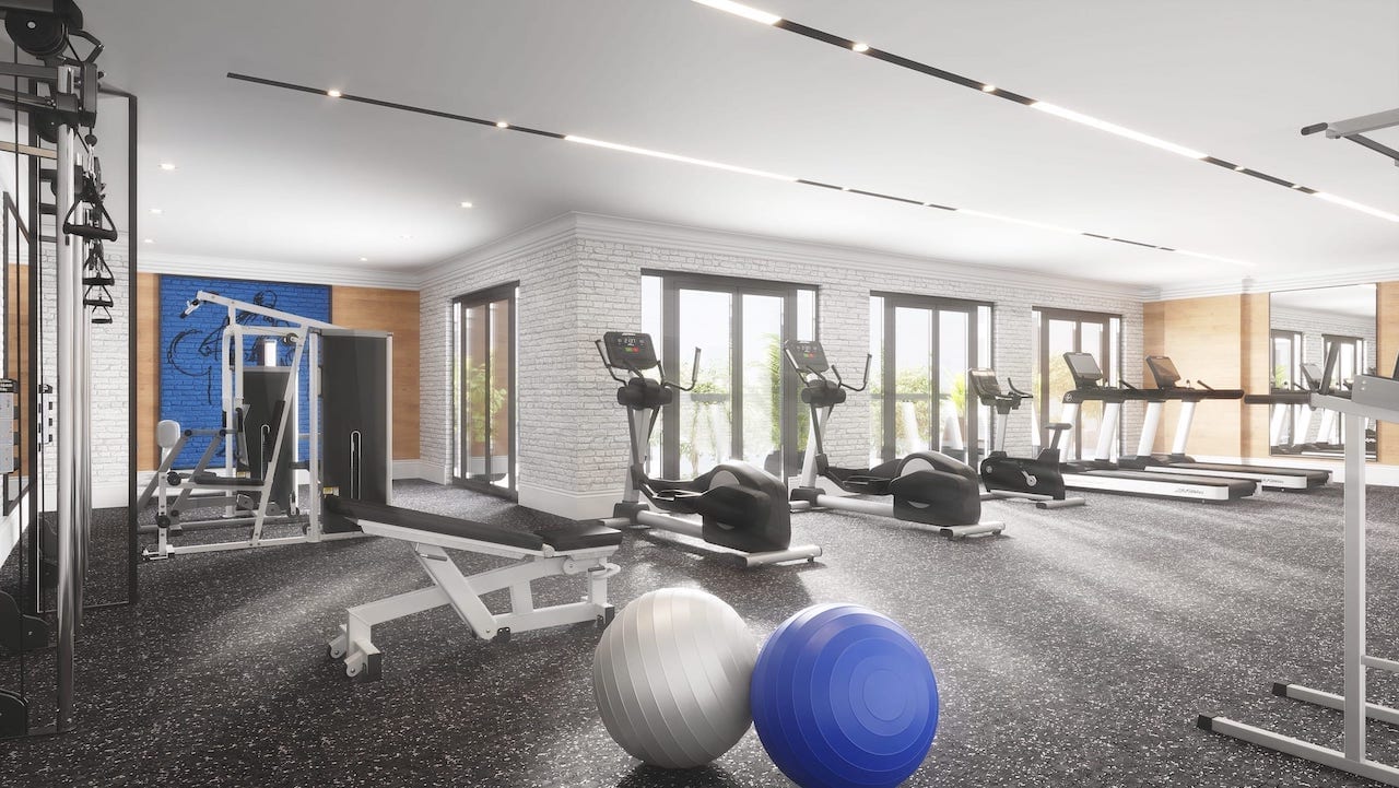 Rendering of McGibbon on Main Condos fitness centre interior