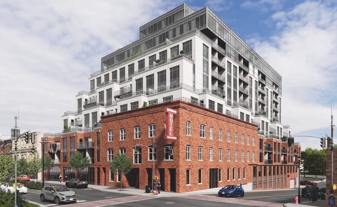 Rendering of McGibbon on Main Condos exterior full view