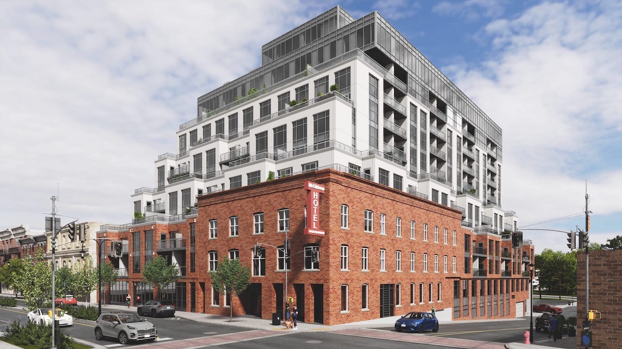 Rendering of McGibbon on Main Condos exterior full view
