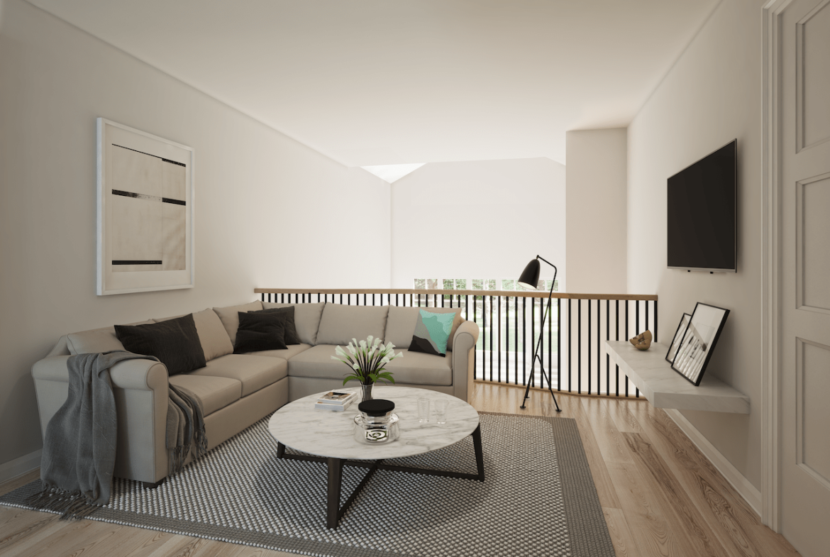 Rendering of Cork & Vine interior family room