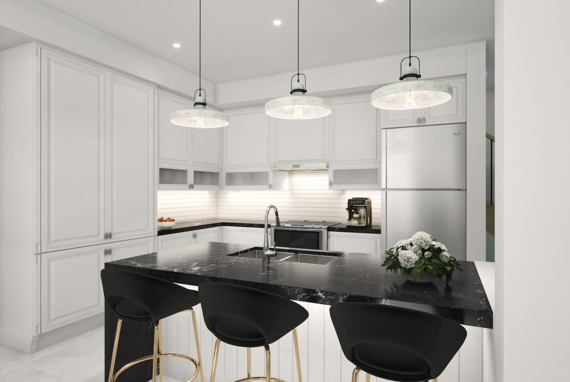 Rendering of Cork & Vine interior kitchen