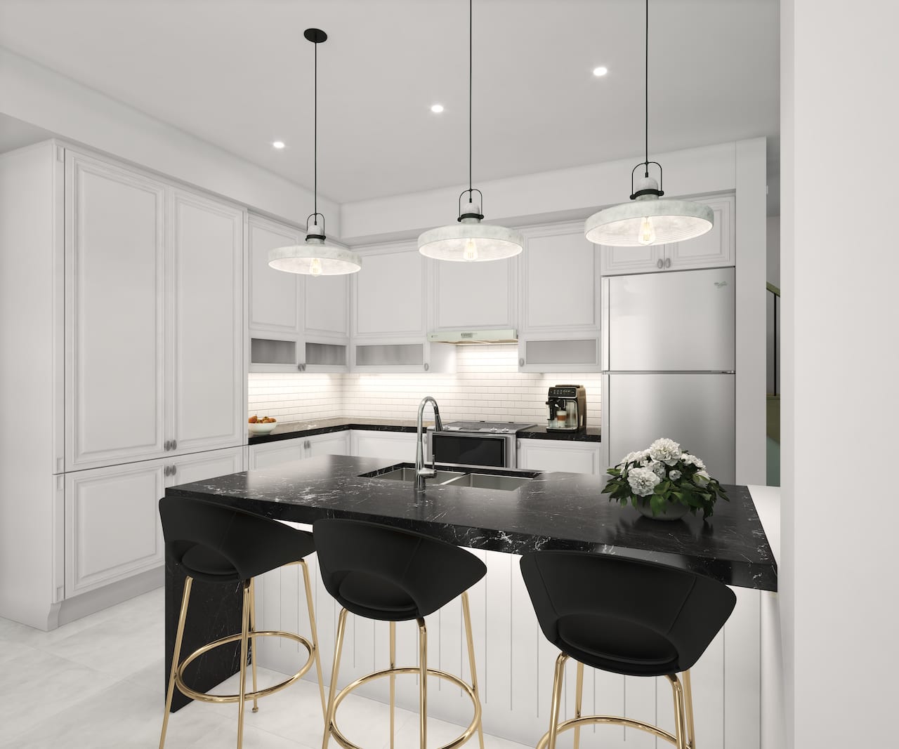 Rendering of Cork & Vine interior kitchen