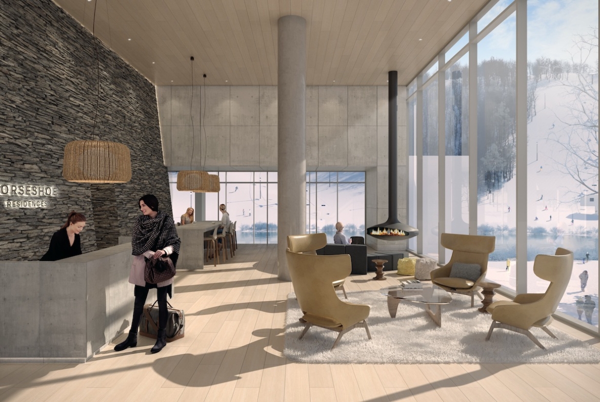 Rendering of Horseshoe Residences lobby interior
