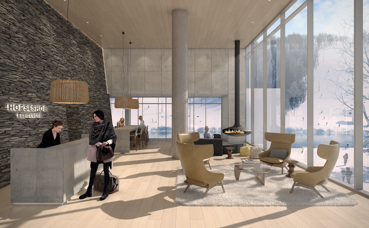 Rendering of Horseshoe Residences lobby interior