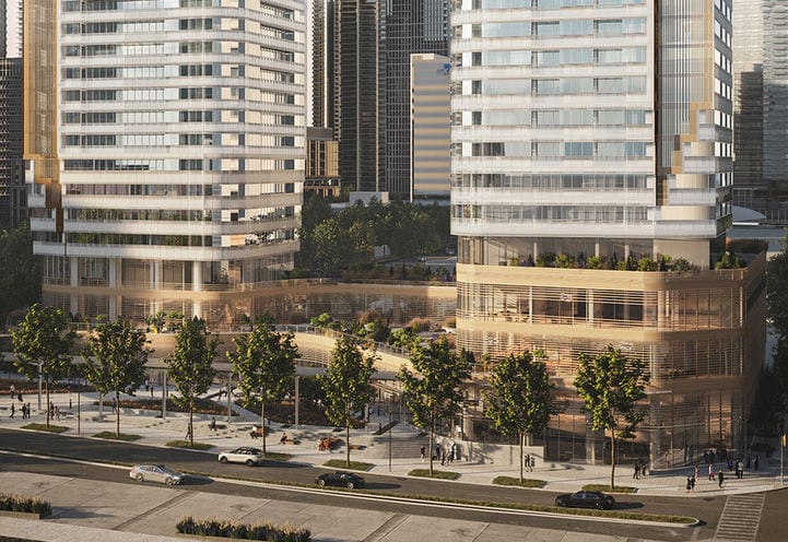 Rendering of Park Place Condos exterior podium lower levels