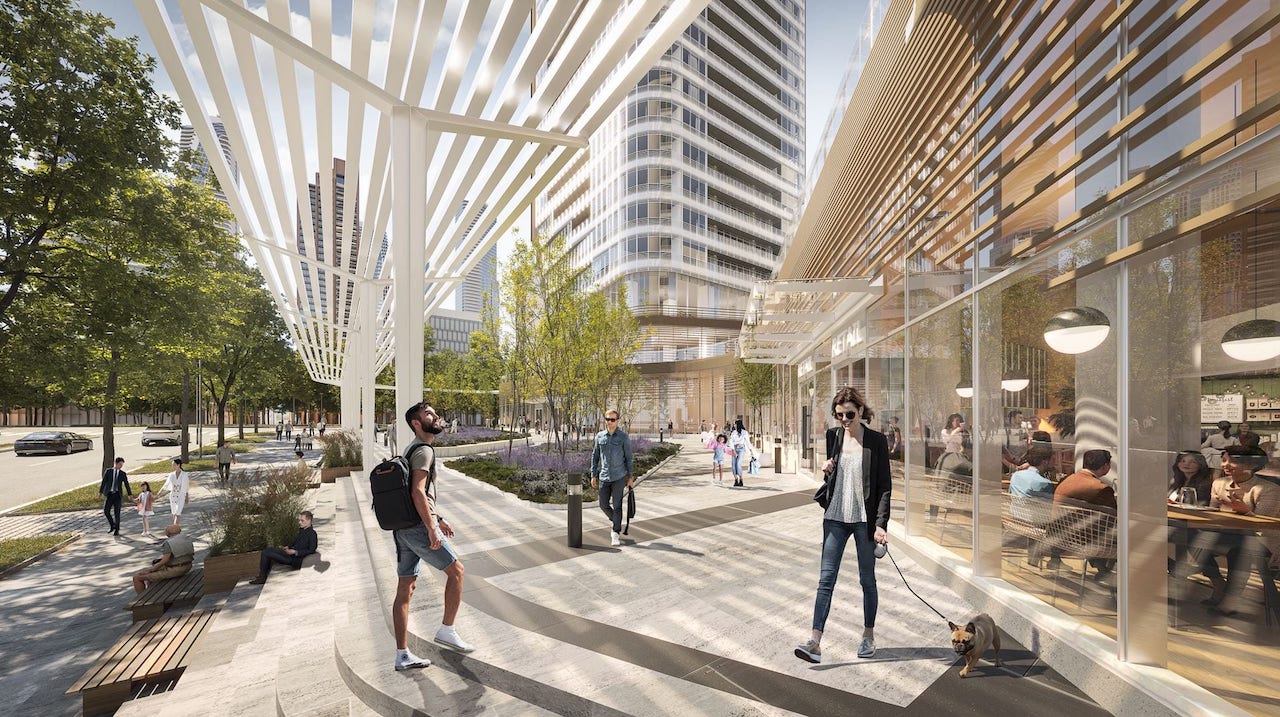 Rendering of Park Place Condos exterior podium