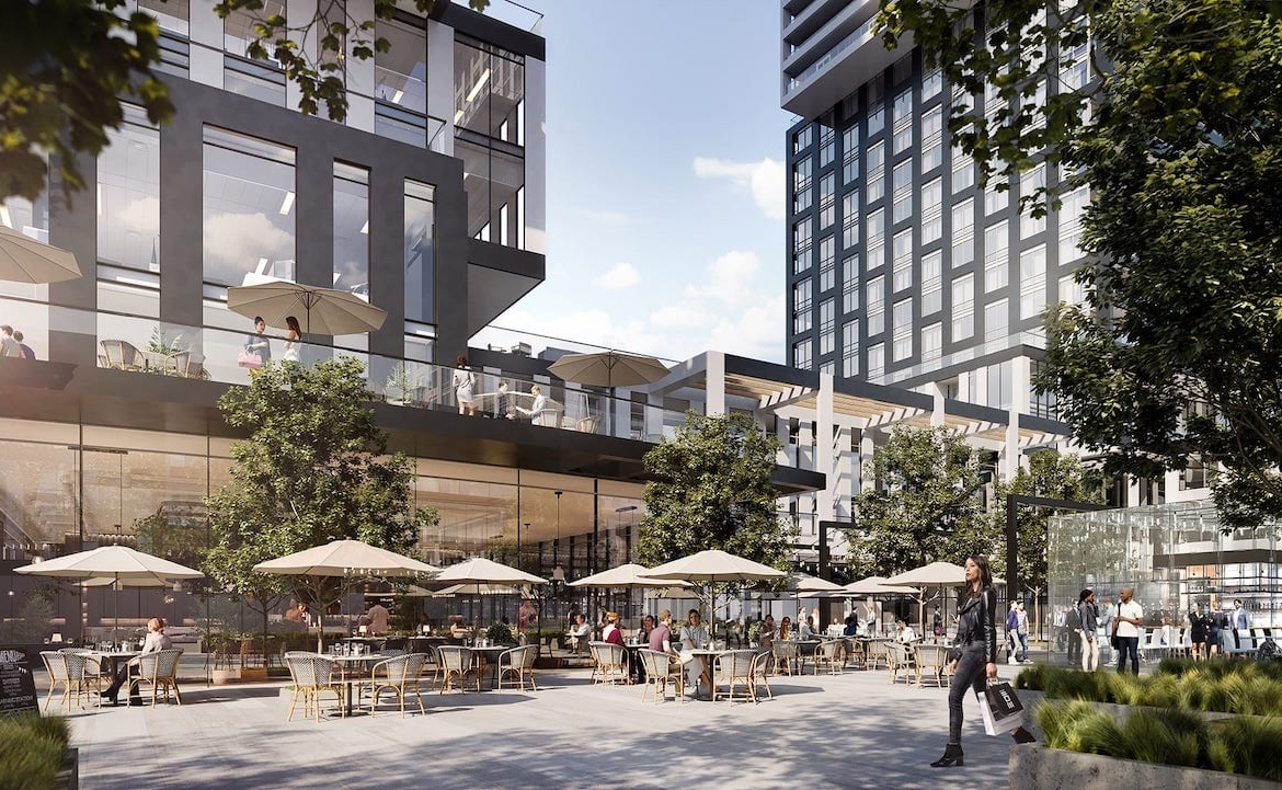 Rendering of Exchange Signature Residences ground floor outdoor seating