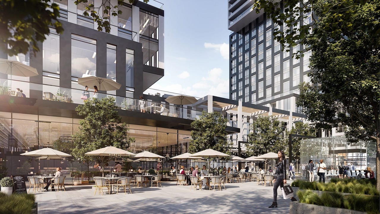 Rendering of Exchange Signature Residences ground floor outdoor seating