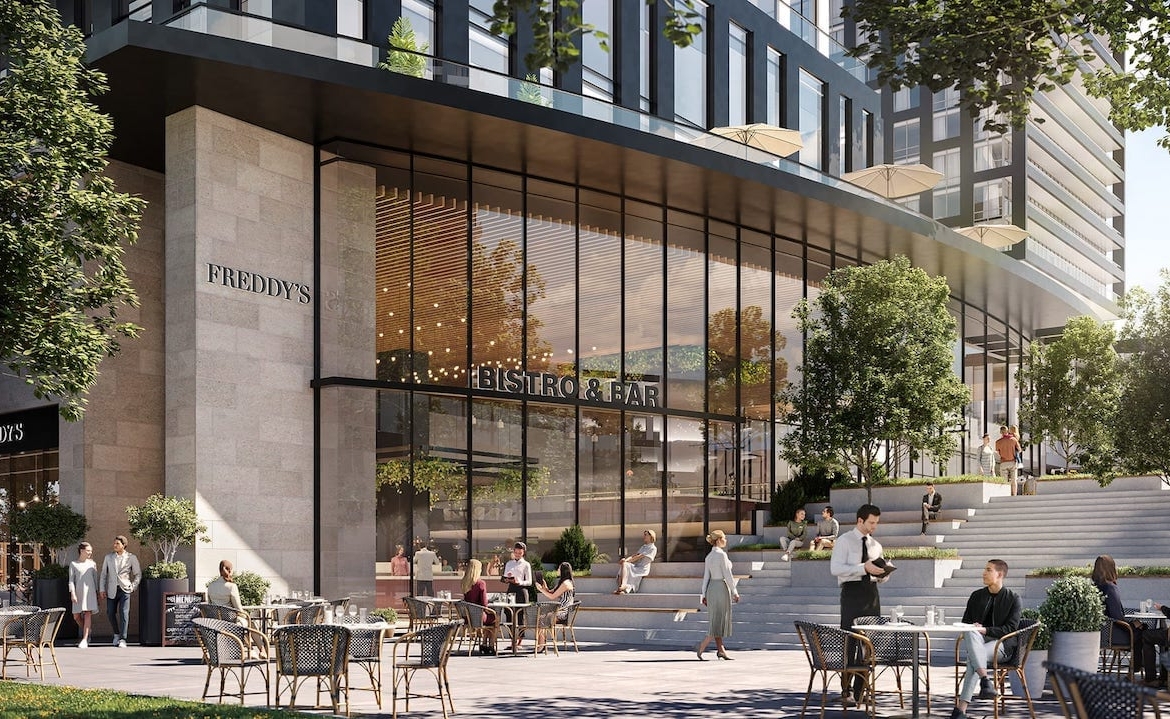 Rendering of Exchange Signature Residences ground-floor retail