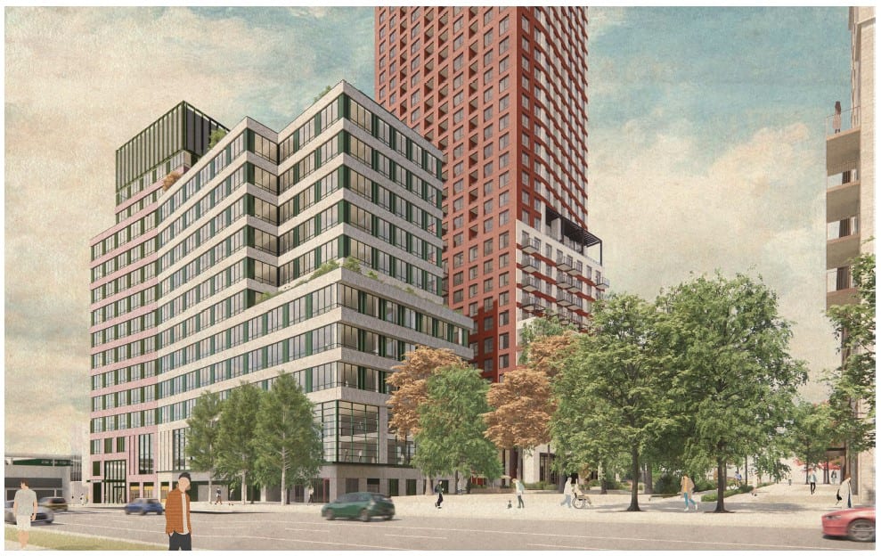 Rendering of Station Square + Park Lawn Gardens exterior street level