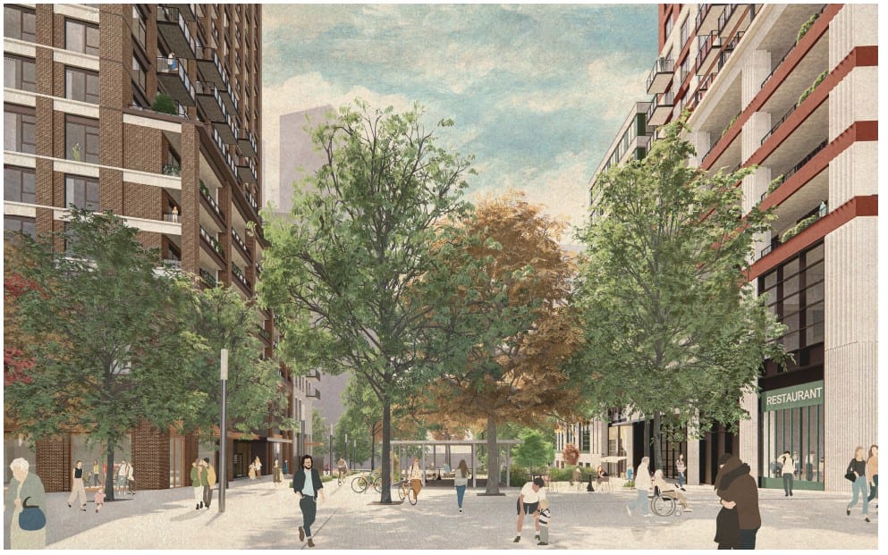 Rendering of Station Square + Park Lawn Gardens exterior parkette