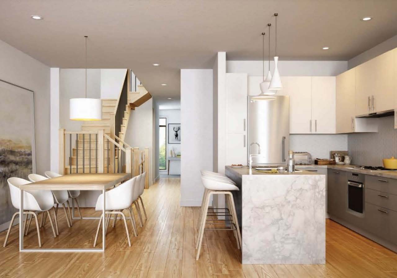 Rendering of Terra Barrie suite interior open-concept