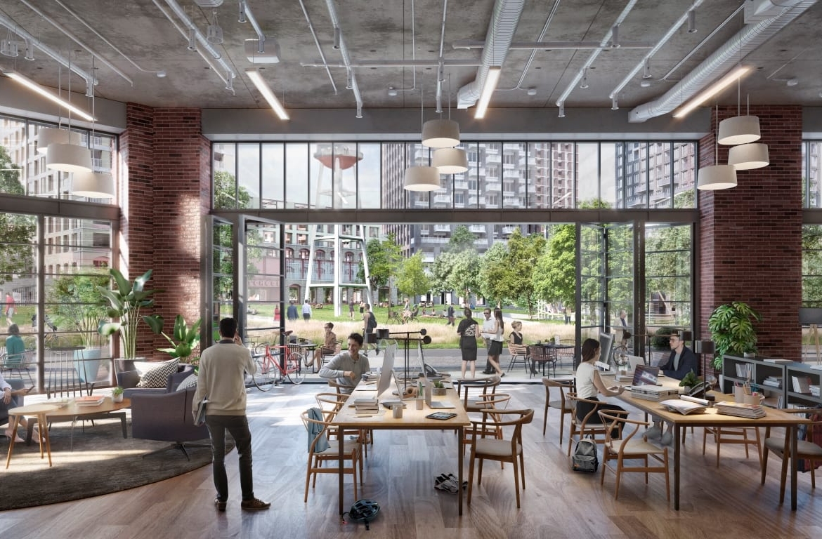 Rendering of 2150 Lake Shore Condos indoor-outdoor dining