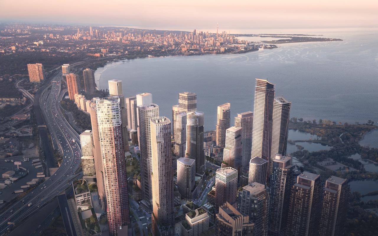 Rendering of 2150 Lake Shore Condos aerial dusk