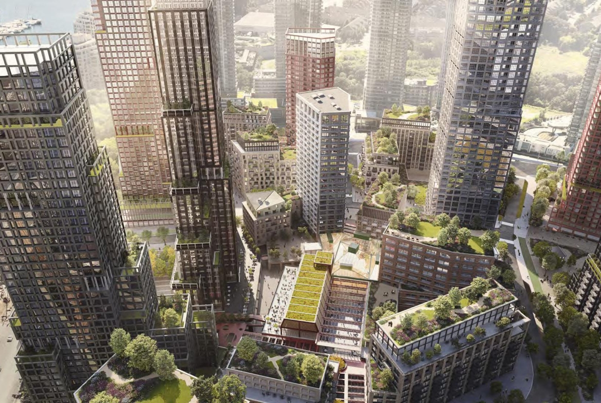 Rendering of 2150 Lake Shore Condos greenery aerial