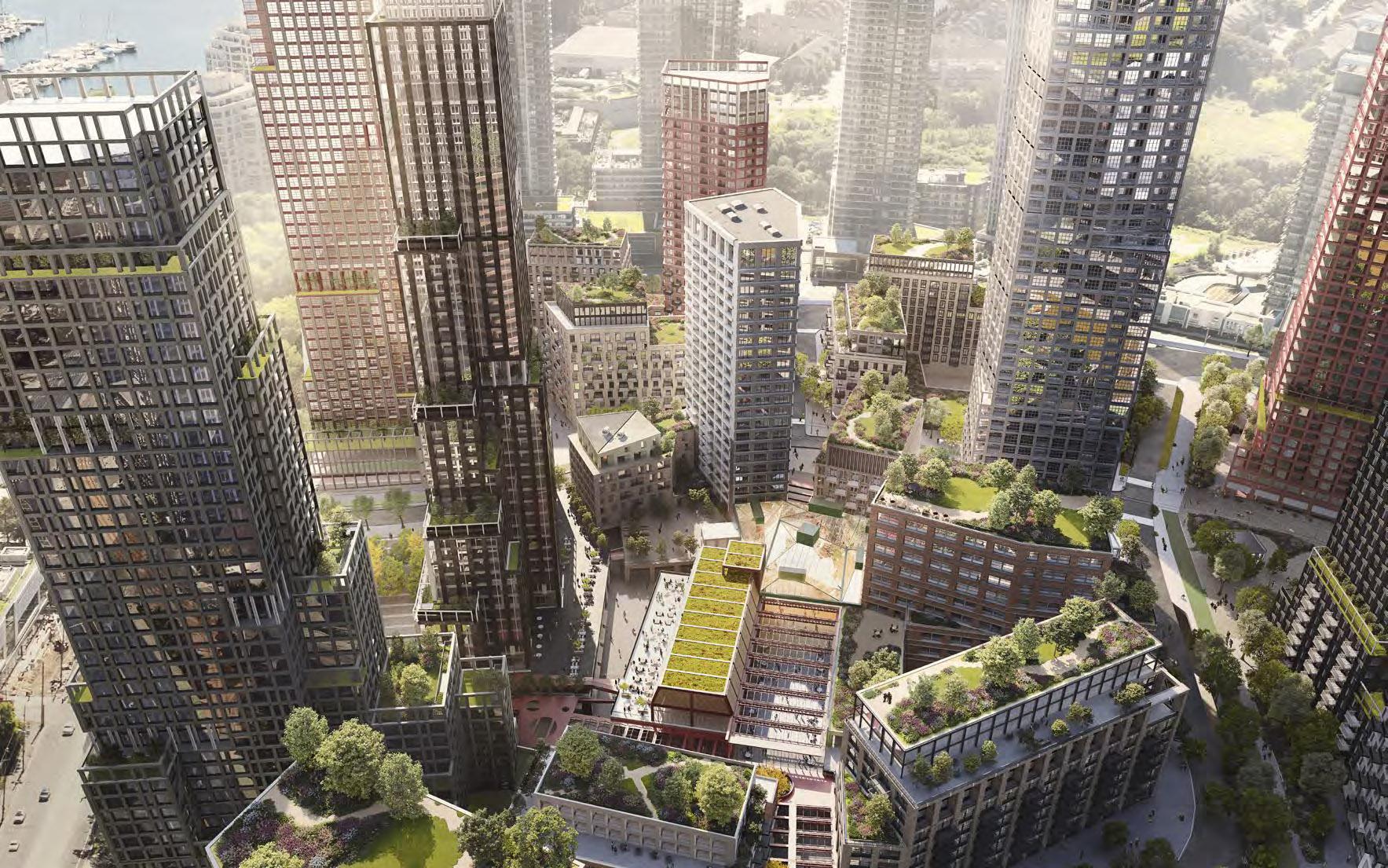 Rendering of 2150 Lake Shore Condos greenery aerial