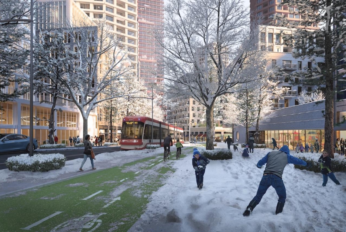 Rendering of 2150 Lake Shore Condos winter outdoors