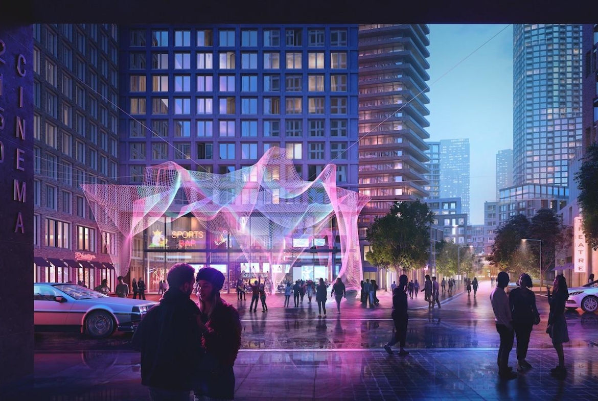 Rendering of 2150 Lake Shore Condos night time lighting