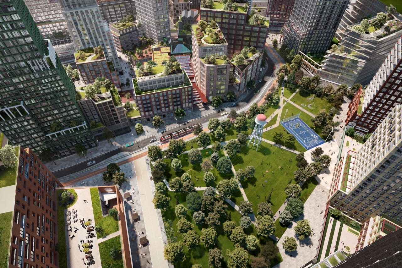 Rendering of 2150 Lake Shore Condos park aerial