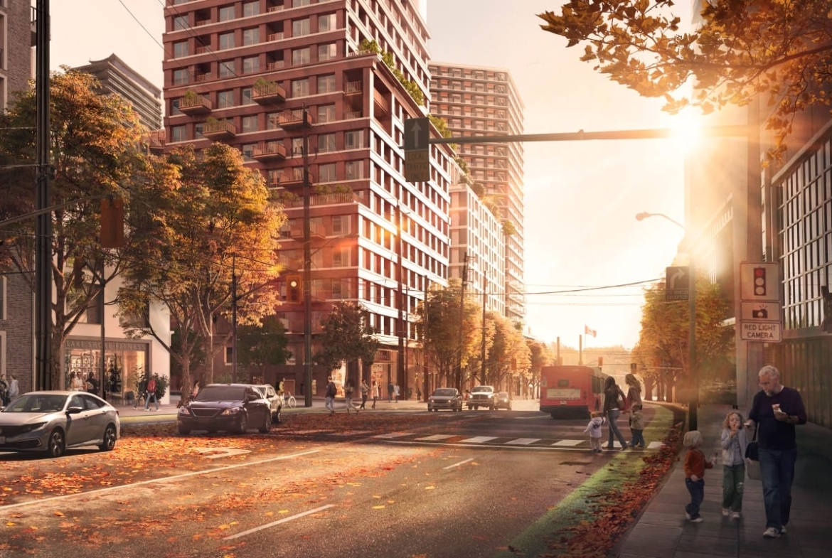 Rendering of 2150 Lake Shore Condos in autumn