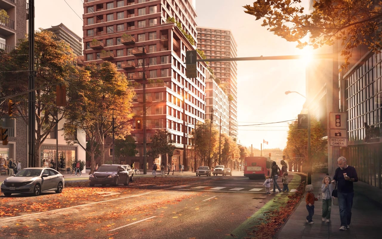 Rendering of 2150 Lake Shore Condos in autumn