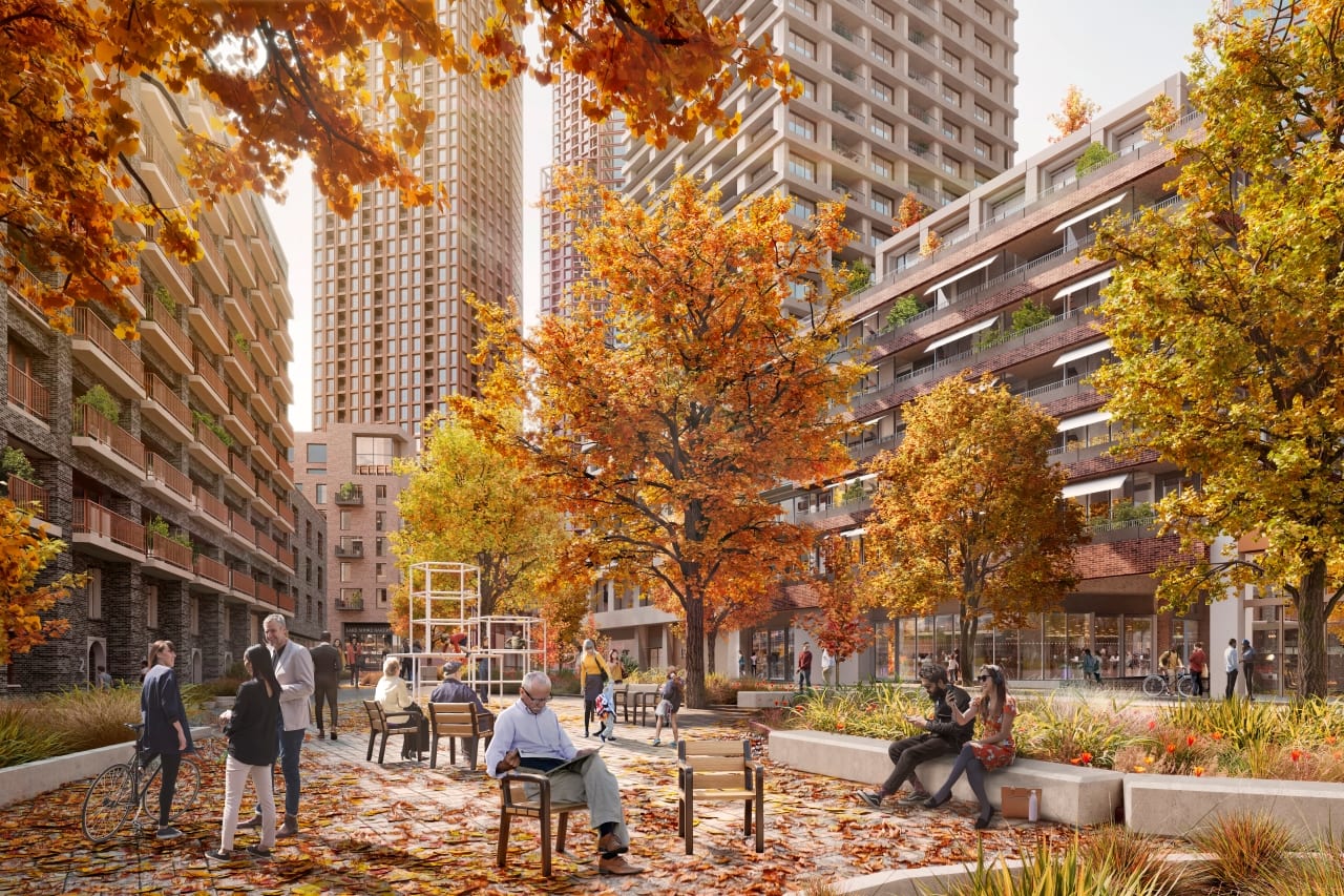 Rendering of 2150 Lake Shore Condos autumn trees