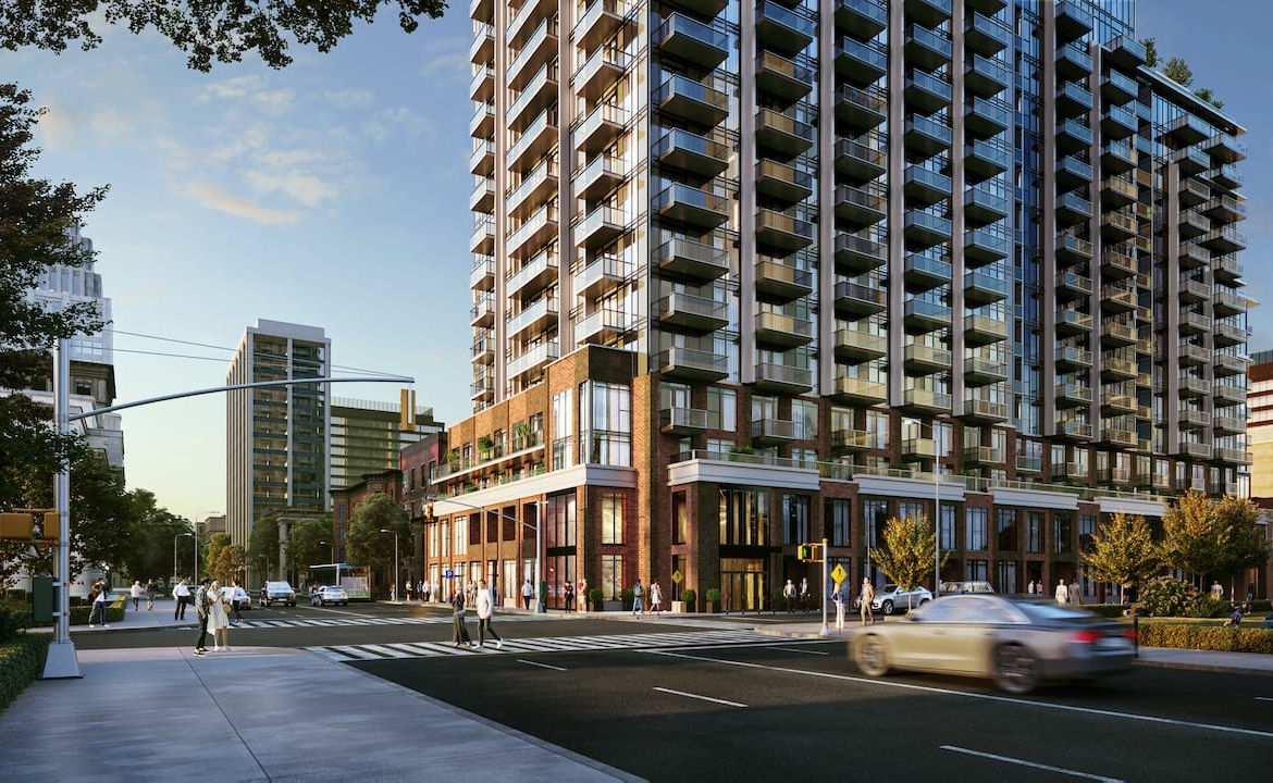 Rendering of 75 James condos exterior entrance