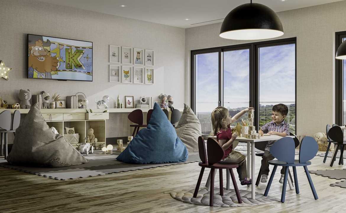 Rendering of 75 James condos interior kids play area