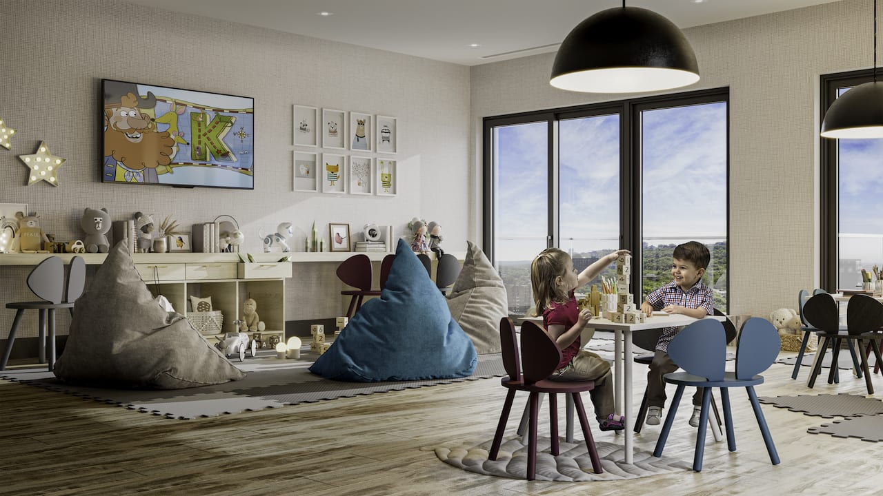 Rendering of 75 James condos interior kids play area
