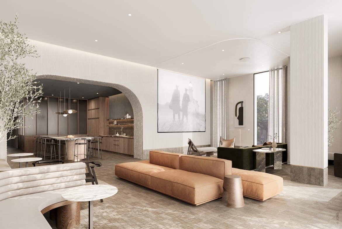 Rendering of Craft Residences lounge seating