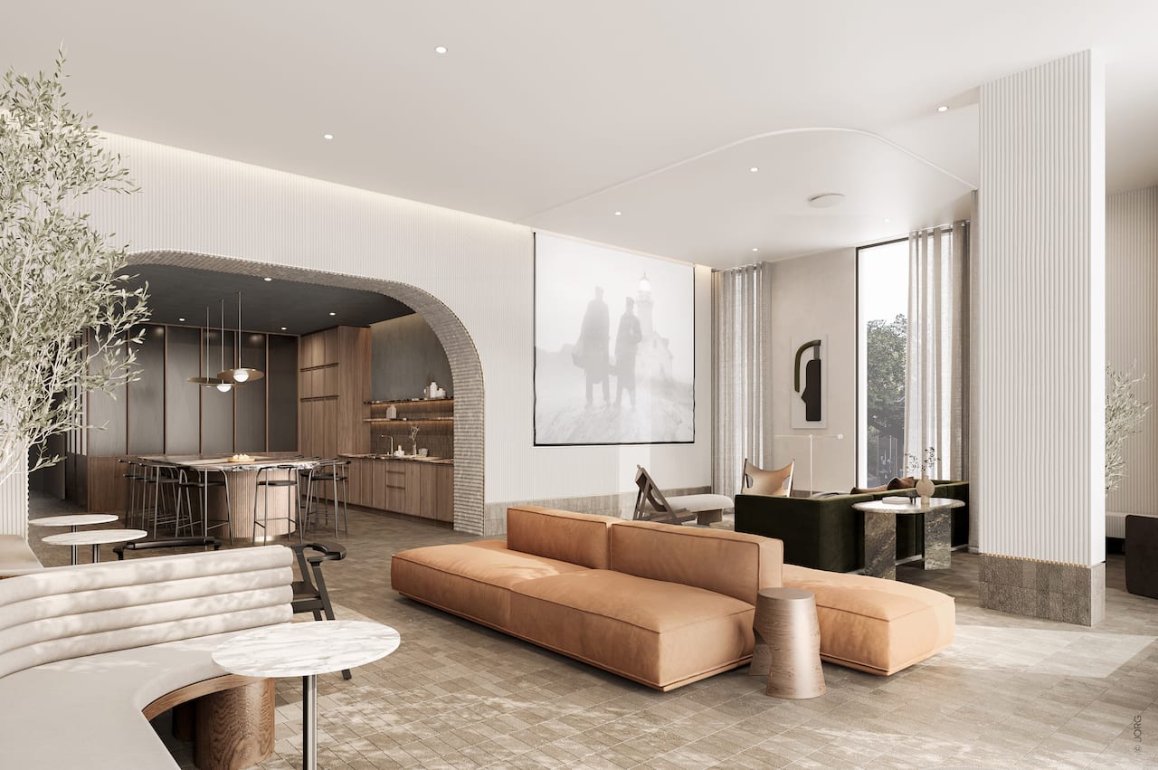 Rendering of Craft Residences lounge seating