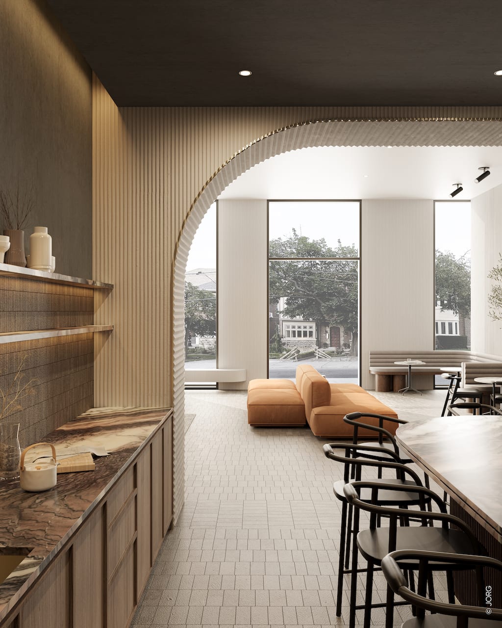 Rendering of Craft Residences dining space