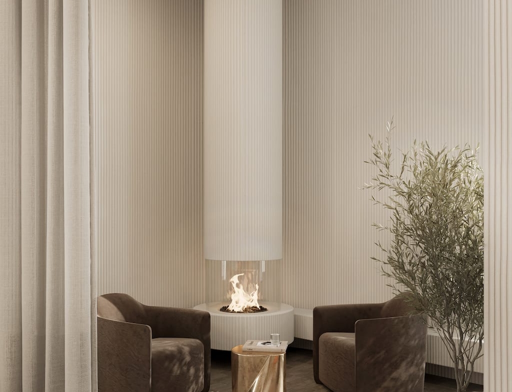 Rendering of Craft Residences corner lounge seating