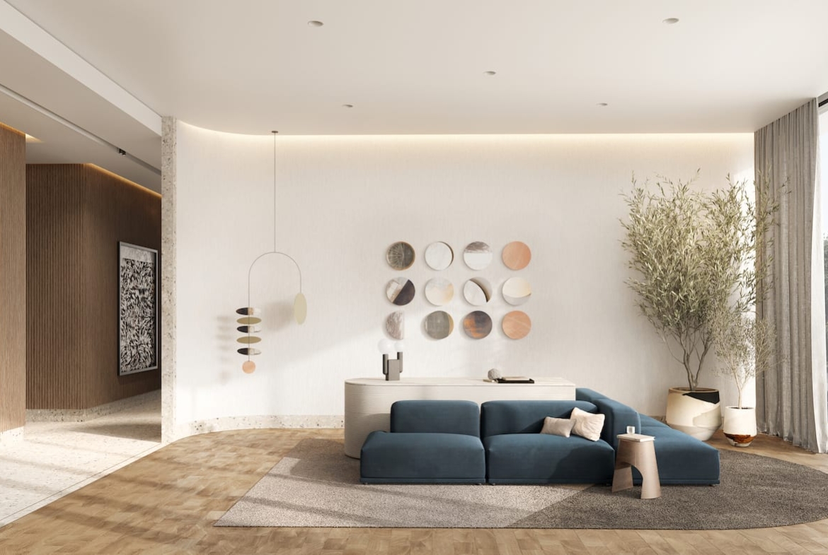 Rendering of Craft Residences lobby seating